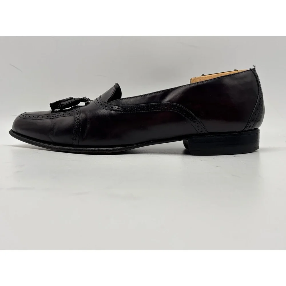 Johnston & Murphy Men's Size 12M Burgundy Leather Tassel Loafers Brogue Made USA
